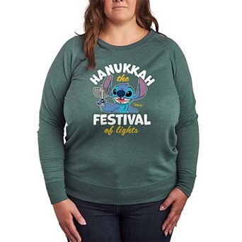 Plus Size Disney's Lilo & Stitch Festival Of Lights French Terry Long Sleeve Tee