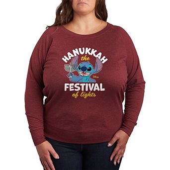 Plus Size Disney's Lilo & Stitch Festival Of Lights French Terry Long Sleeve Tee