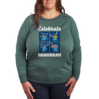 Plus Size Disney's Lilo & Stitch Celebrate Hanukkah French Terry Long Sleeve Tee