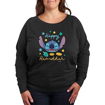 Plus Size Disney's Lilo & Stitch Happy Hanukkah Stitch French Terry Long Sleeve Tee