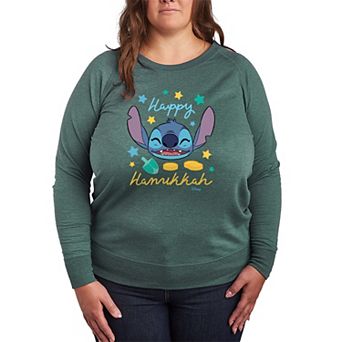 Plus Size Disney's Lilo & Stitch Happy Hanukkah Stitch French Terry Long Sleeve Tee