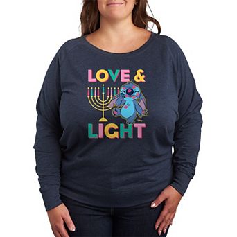 Plus Size Disney's Lilo & Stitch Love & Light French Terry Long Sleeve Tee