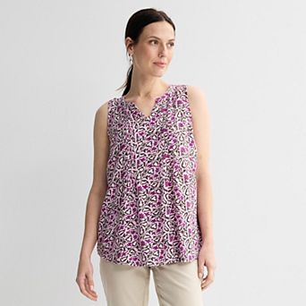Petite Croft & Barrow® Pintuck Sleeveless Shell Top