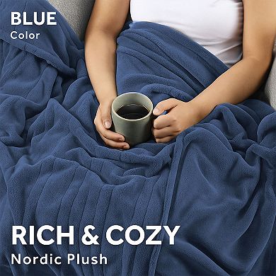 Sunbeam Nordic Plush Electric Heated Throw Blanket with Dual Controllers