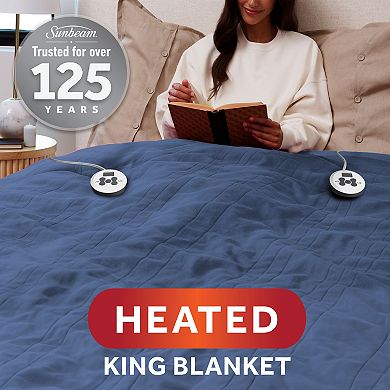 Sunbeam Nordic Plush Electric Heated Throw Blanket with Dual Controllers