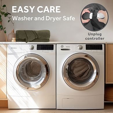 Sunbeam Quilted Royal Posh Velvet & Sherpa Reversible Heated Throw Blanket