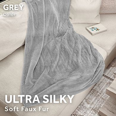 Sunbeam Electric Heated Faux Fur Throw Blanket