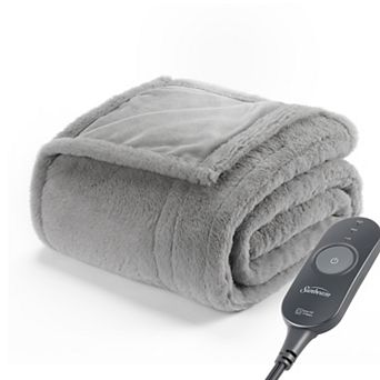 Sunbeam Electric Heated Faux Fur Throw Blanket