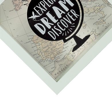 New View Gifts & Accessories Wooden 6" x 6" Explore Dream Discover Box Bank