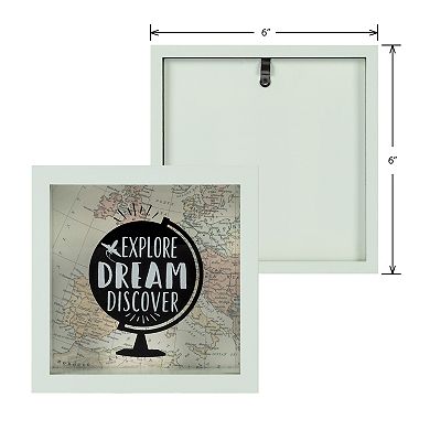 New View Gifts & Accessories Wooden 6" x 6" Explore Dream Discover Box Bank