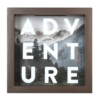 New View Gifts & Accessories 6" x 6" Adventure Fund Glass Front Shadow Box Bank