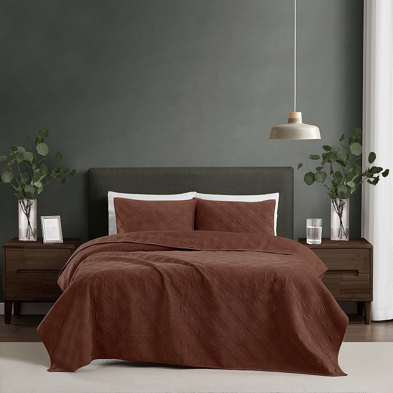 Brooklyn Loom Corduroy Pinsonic Quilt Set with Shams, Brown