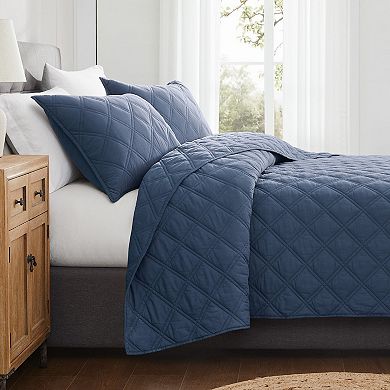 Brooklyn Loom Diamond Washed Cotton Quilt Set with Shams