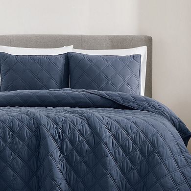 Brooklyn Loom Diamond Washed Cotton Quilt Set with Shams