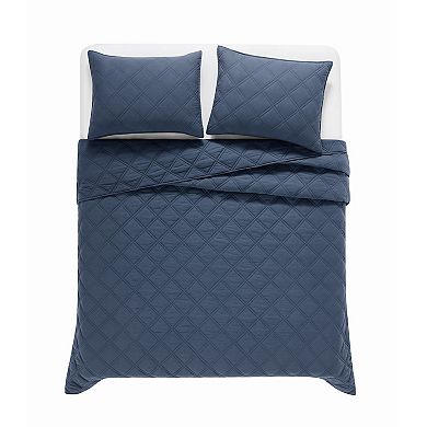 Brooklyn Loom Diamond Washed Cotton Quilt Set with Shams