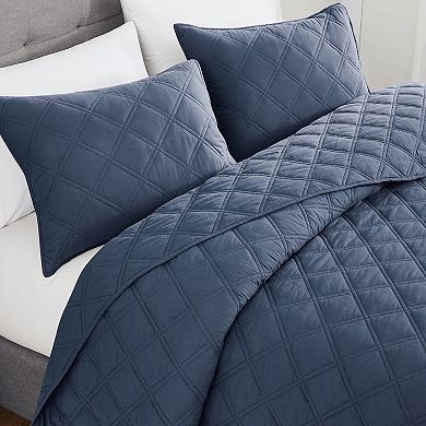 Brooklyn Loom Diamond Washed Cotton Quilt Set with Shams