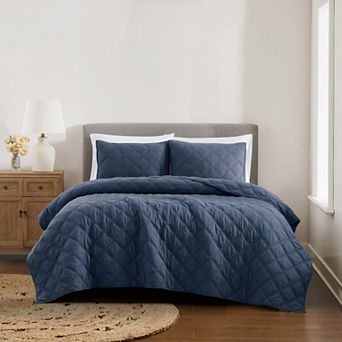 Brooklyn Loom Diamond Washed Cotton Quilt Set with Shams