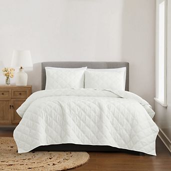 Brooklyn Loom Diamond Washed Cotton Quilt Set with Shams