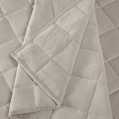 Brooklyn Loom Cotton Matte Velvet Box Stitch Quilt Set with Shams