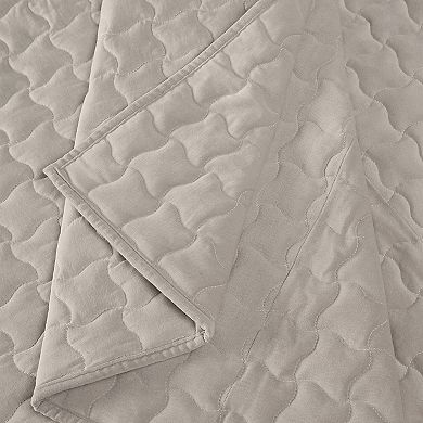 Brooklyn Loom Cotton Velvet Wavy Square Quilt Set with Shams