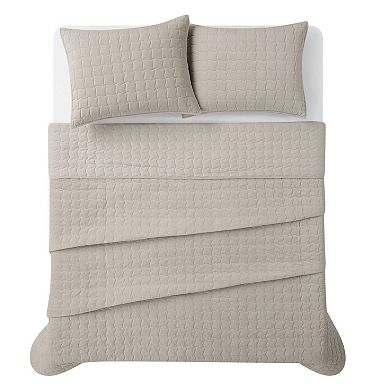 Brooklyn Loom Cotton Velvet Wavy Square Quilt Set with Shams