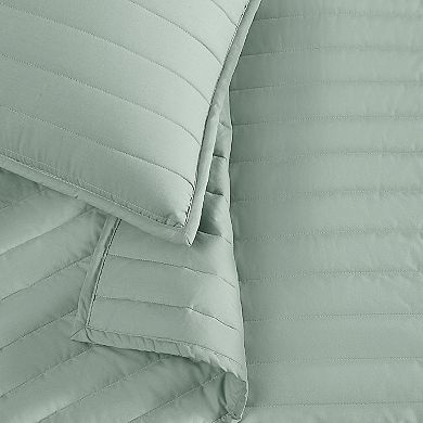 Brooklyn Loom Solid Cotton Percale Quilt Set with Shams