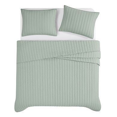 Brooklyn Loom Solid Cotton Percale Quilt Set with Shams