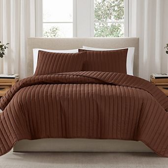Brooklyn Loom Solid Cotton Percale Quilt Set with Shams