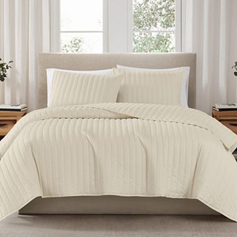 Brooklyn Loom Solid Cotton Percale Quilt Set with Shams