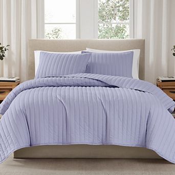 Brooklyn Loom Solid Cotton Percale Quilt Set with Shams