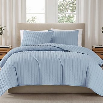Brooklyn Loom Solid Cotton Percale Quilt Set with Shams
