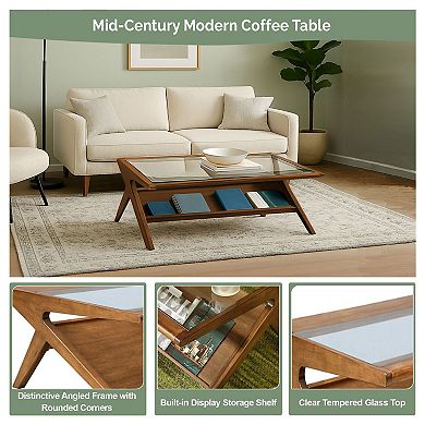 INK+IVY Rocket Wood & Tempered Glass Coffee Table