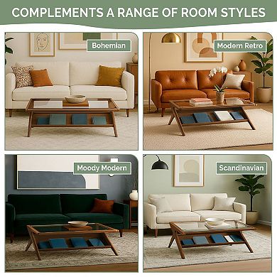 INK+IVY Rocket Wood & Tempered Glass Coffee Table