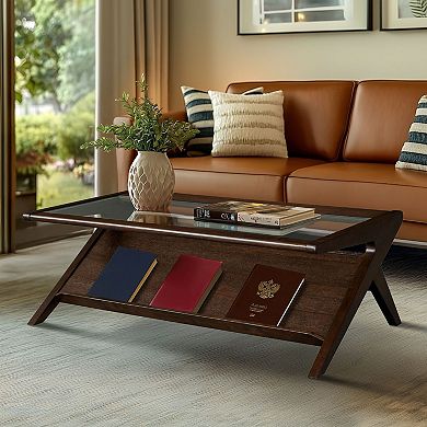 INK+IVY Rocket Wood & Tempered Glass Coffee Table