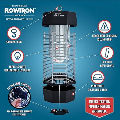 Flowtron Electric Bug Zapper 2 Acres / 2000 sq.ft,150W Indoor/Outdoor Bug Zapper w/Dual Lure Method