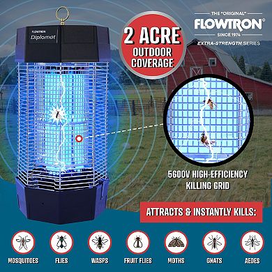 Flowtron Electric Bug Zapper 2 Acres / 2000 sq.ft,150W Indoor/Outdoor Bug Zapper w/Dual Lure Method