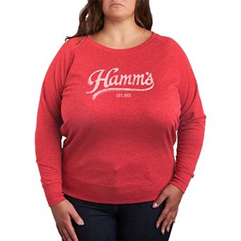 Plus Size Hamm's Logo Distressed French Terry Long Sleeve Tee