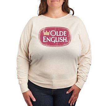 Plus Size Olde English Logo Distressed French Terry Long Sleeve Tee