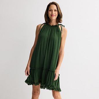 Women's Robbie Bee Tiered Ruffle Neck Dress