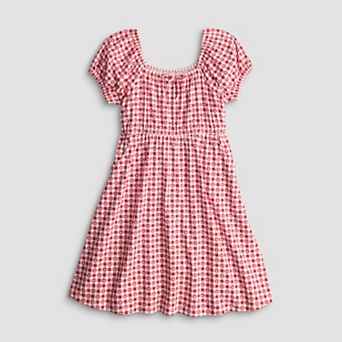 Girls 6-16 SO® Adaptive Abdominal Access Puff Sleeve Babydoll Dress