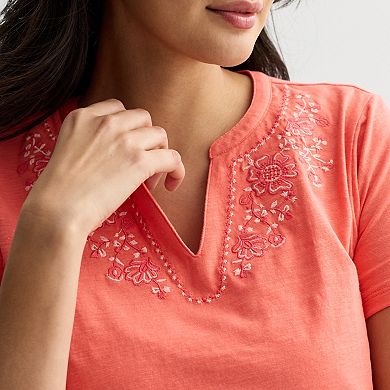 Women's Croft & Barrow® Embroidered Tee