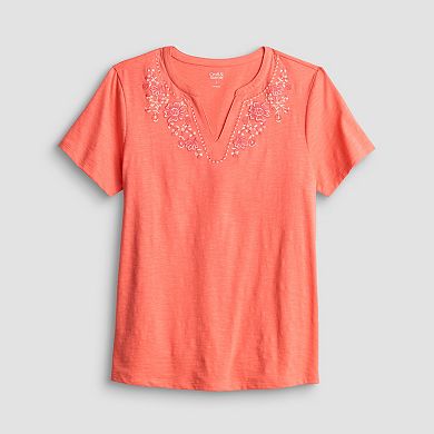 Women's Croft & Barrow® Embroidered Tee