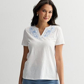 Women's Croft & Barrow® Embroidered Tee