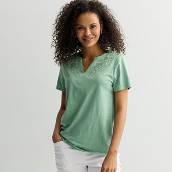 Women's Croft & Barrow® Embroidered Tee