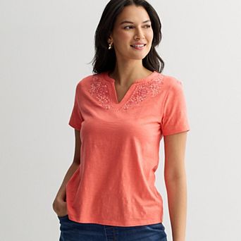 Women's Croft & Barrow® Embroidered Tee