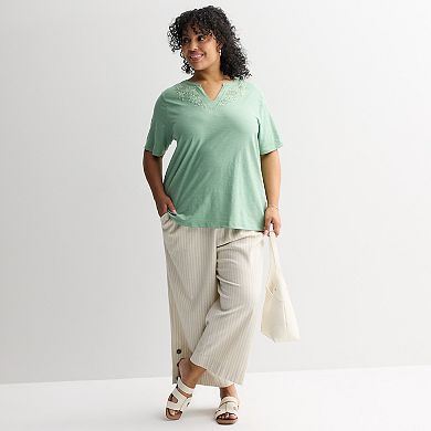 Plus Size Croft & Barrow Embroidered T-Shirt
