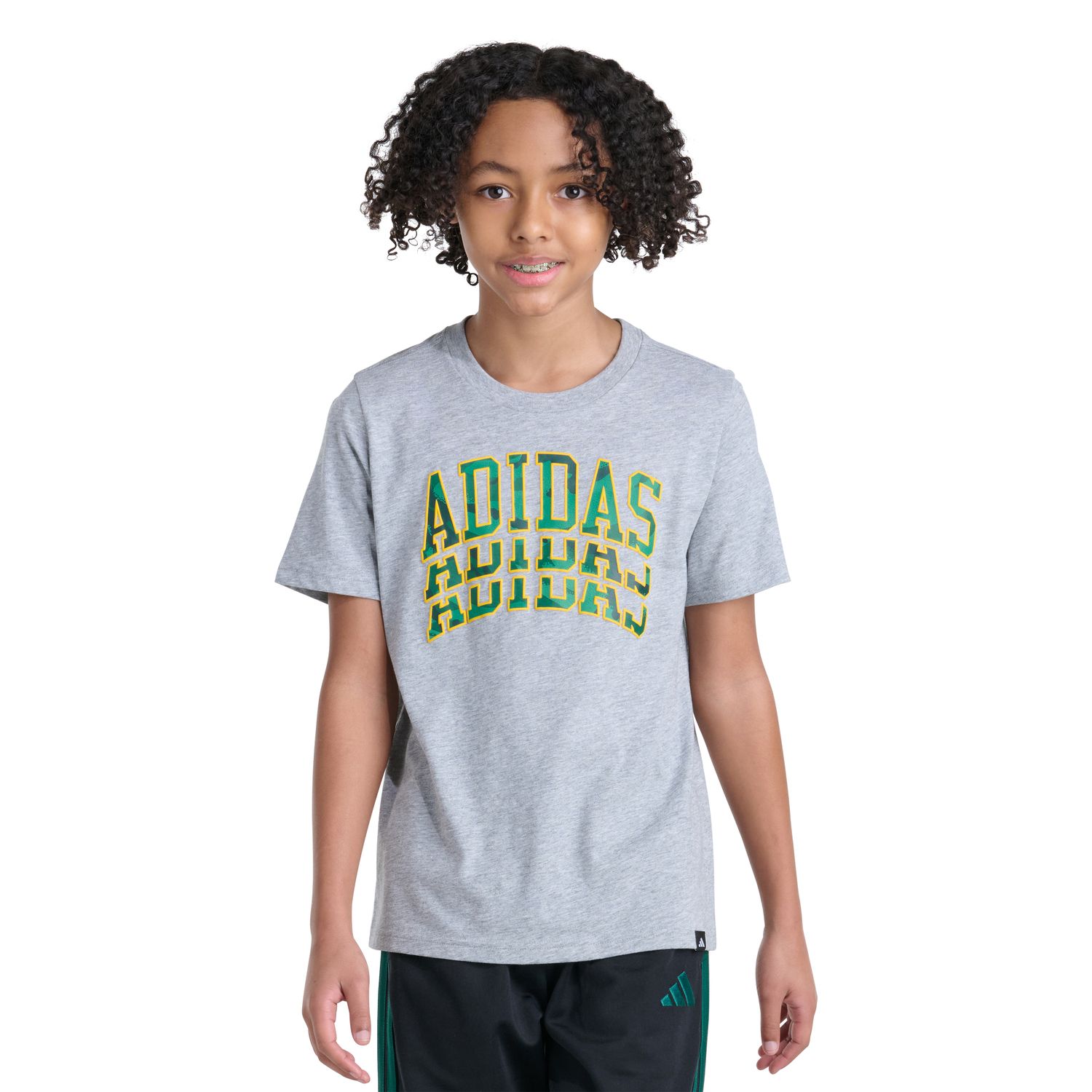 Футболка adidas Short Sleeve Camo Echo Heather для мальчиков, цвет: Серый — фото 1