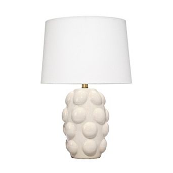 Lizy Accent Table Lamp, White Linen Shade, Bubble Ceramic Base 20 Inch