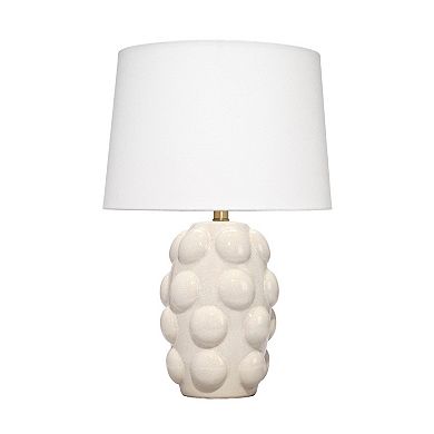 Lizy Accent Table Lamp, White Linen Shade, Bubble Ceramic Base 20 Inch