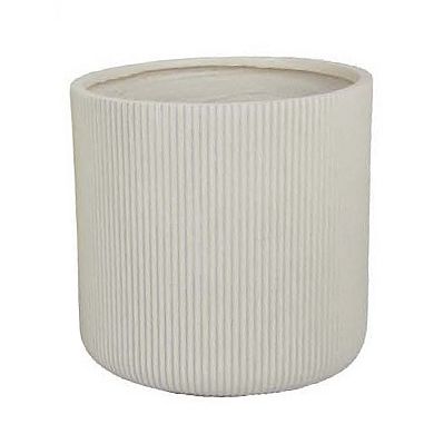 Elly Round Planter Set of 3, Vertical White Resin 18, 13, 9 Inch